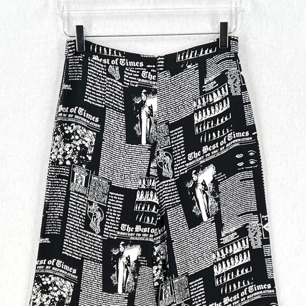 REFORMATION Sorrenti Pants Women 4 Black White Zine Magazine Newspaper Print NEW - Picture 7 of 16